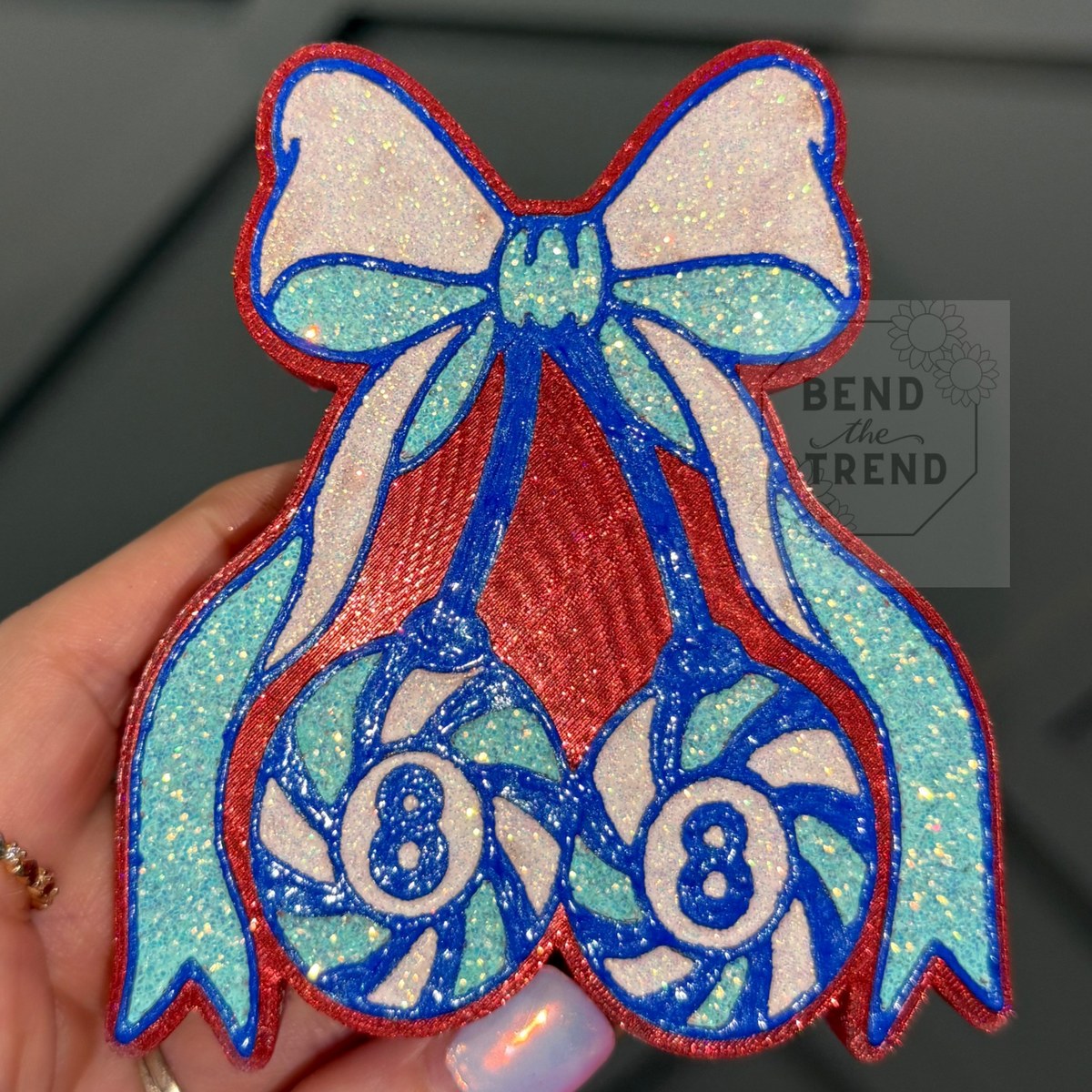 8 Ball Peppermint Cherry Christmas Bow Mold