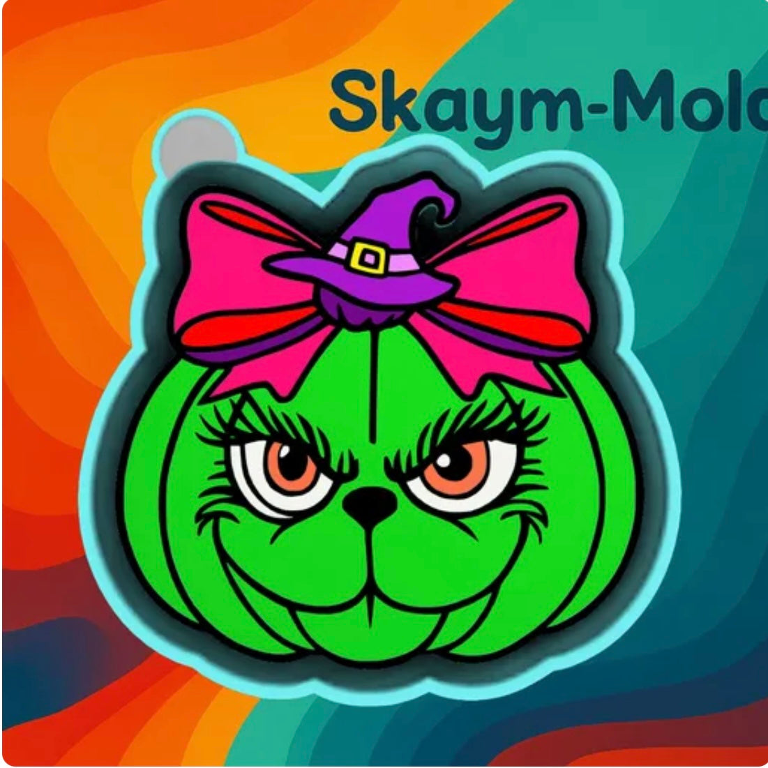 Grumpy Pumpkin with Bow Gift Mold