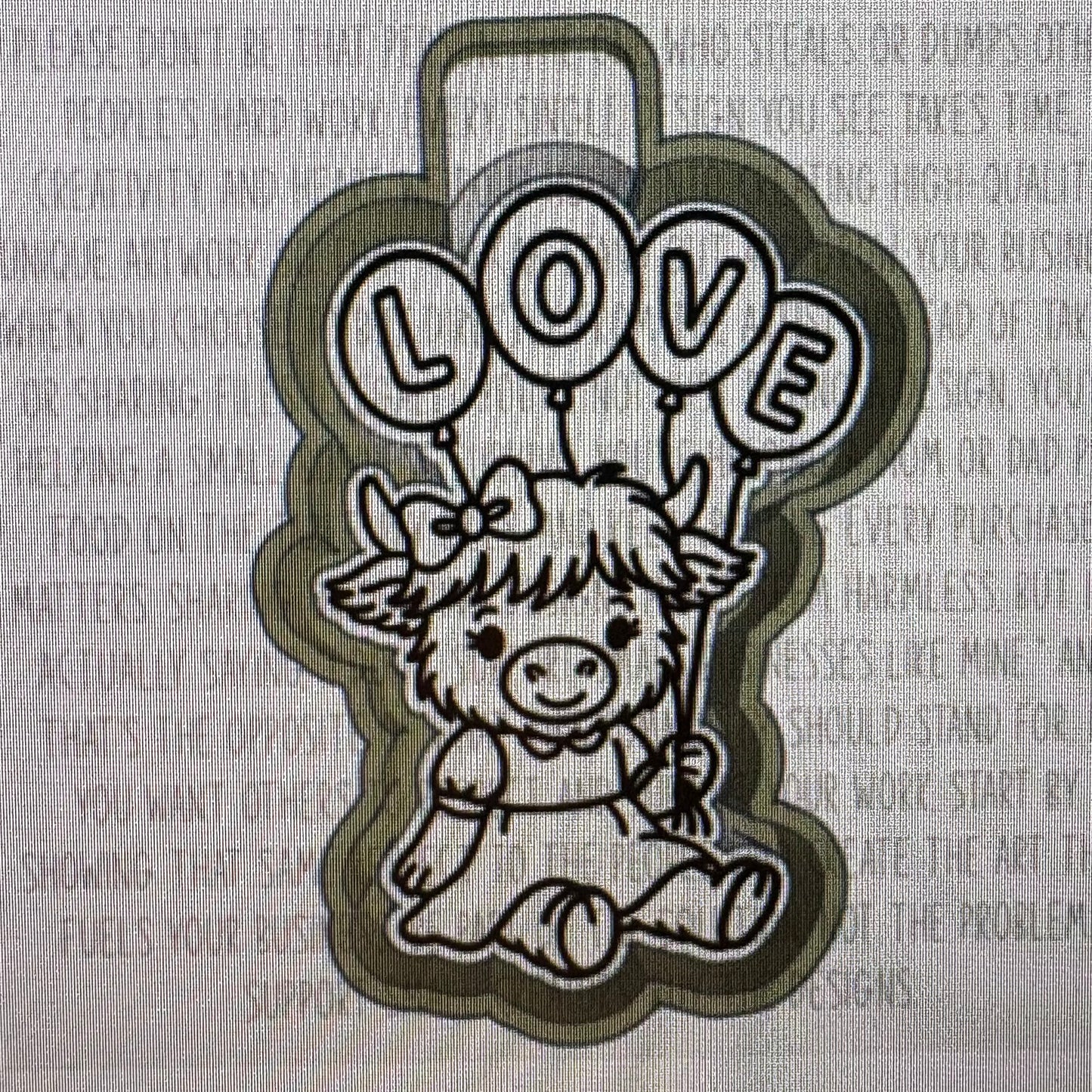 Highland Cow with Love Mold