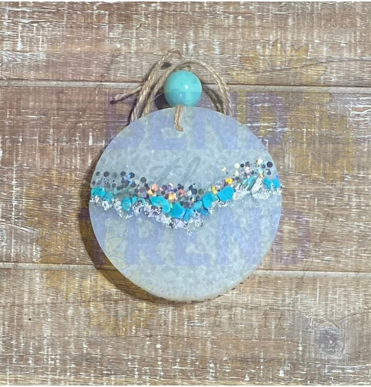 Glitter & Turquoise 4” Round Freshie