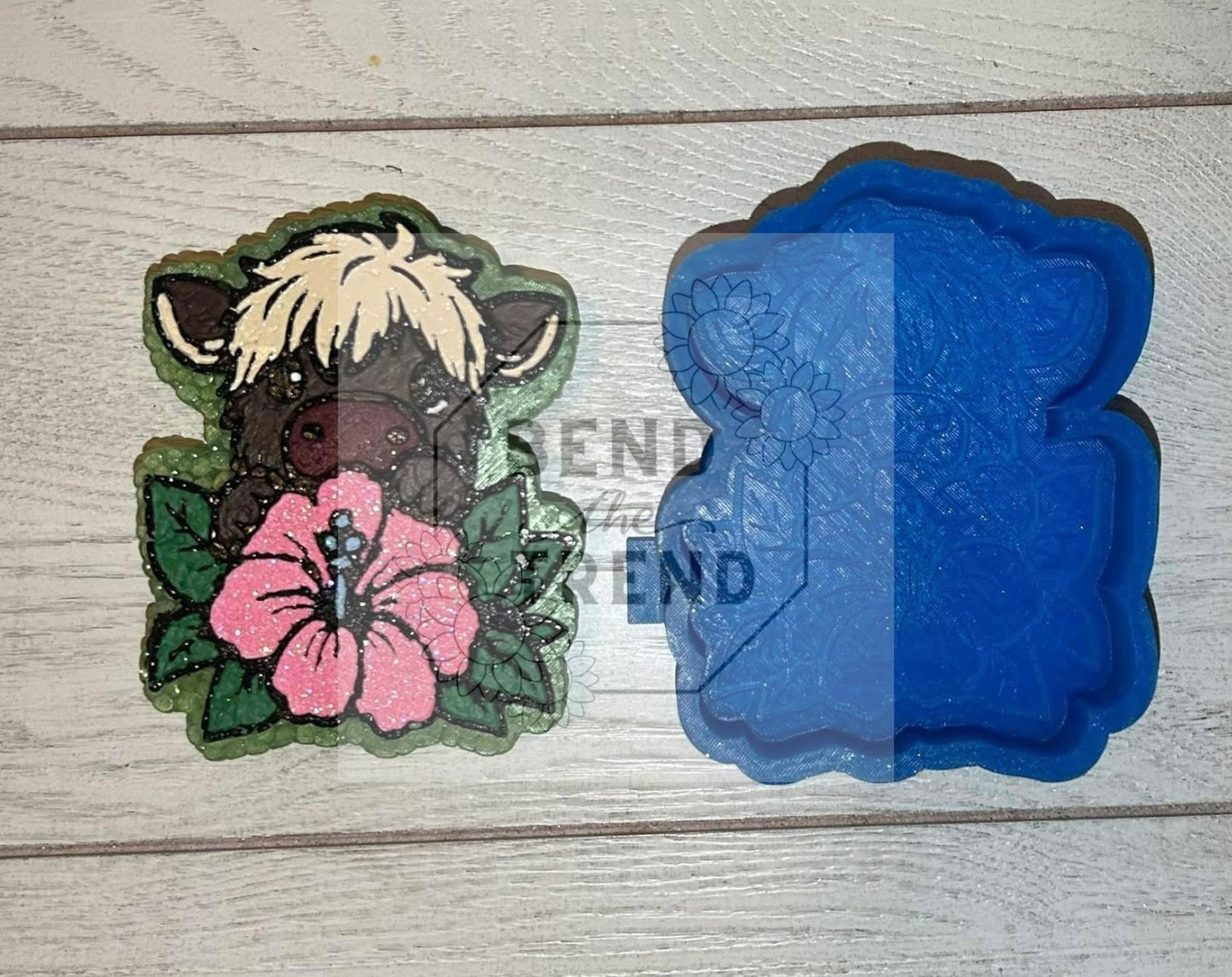 Highland Cow Hibiscus flower Mold