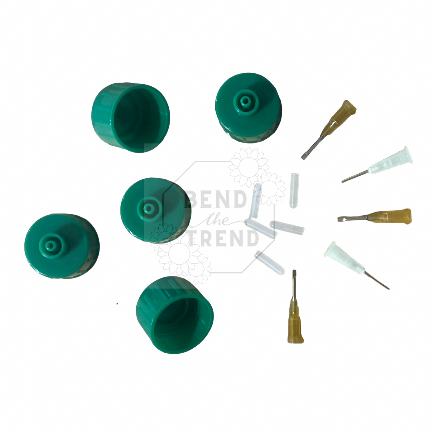 Paint Lids, Tips & Caps (2 of one tip, 3 of the other, 5 lids 5 tips)