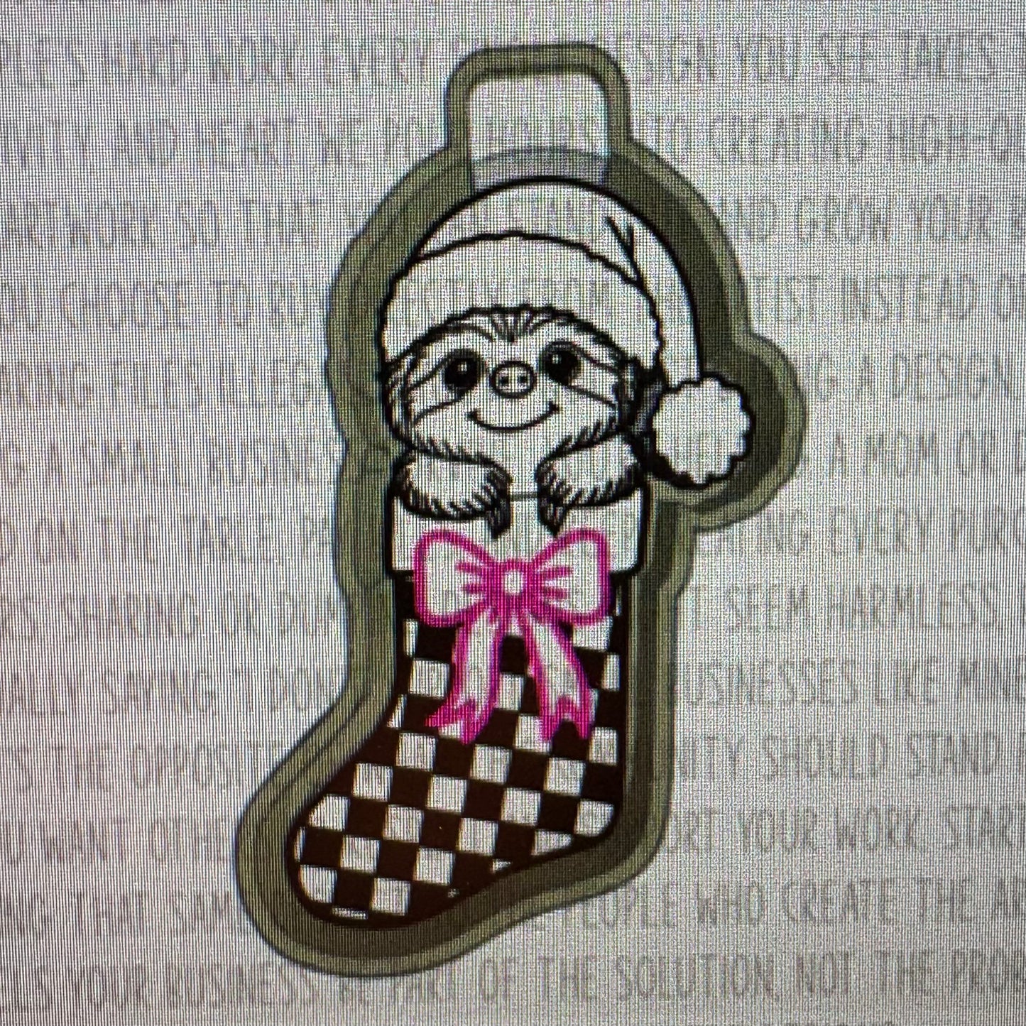 Sloth in Checkered Stocking Mold