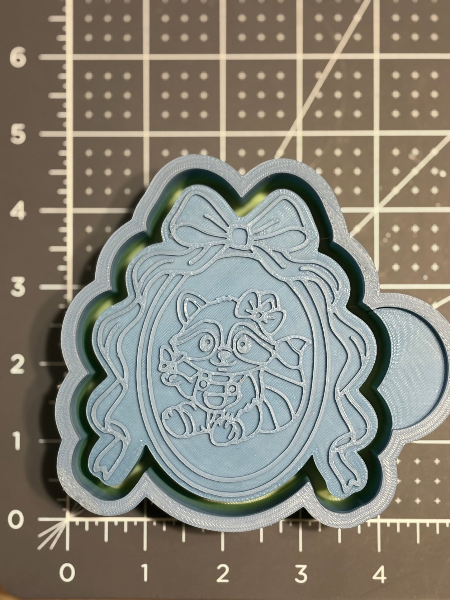 Raccoon in Mirror Flowers Mold