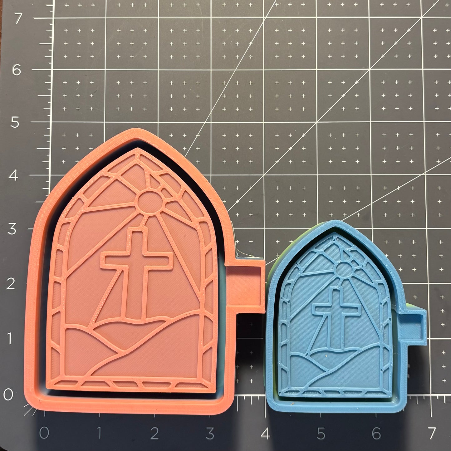 Stained Glass with Cross Set (1 lg & 2 vent) Mold