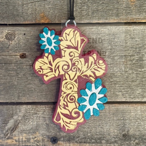 Turquoise Tooled Cross Freshie