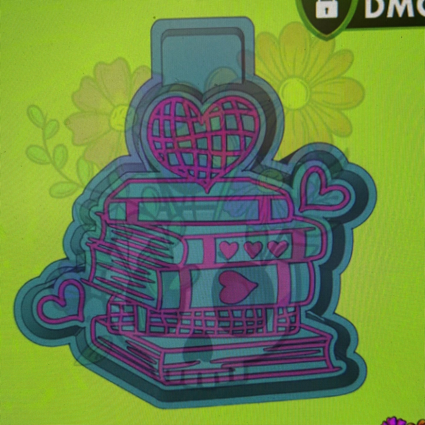 Heart Books Stack Mold