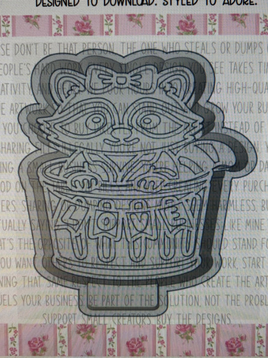 Raccoon in Love Trashcan Mold