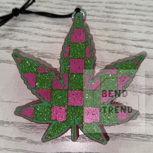 Checkered Weed Freshie- Scent coconut leather