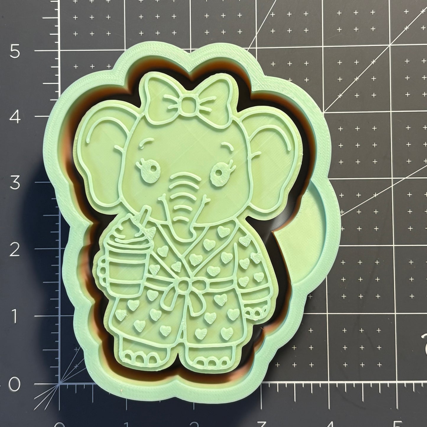 Elephant in PJ’s with Latte Mold
