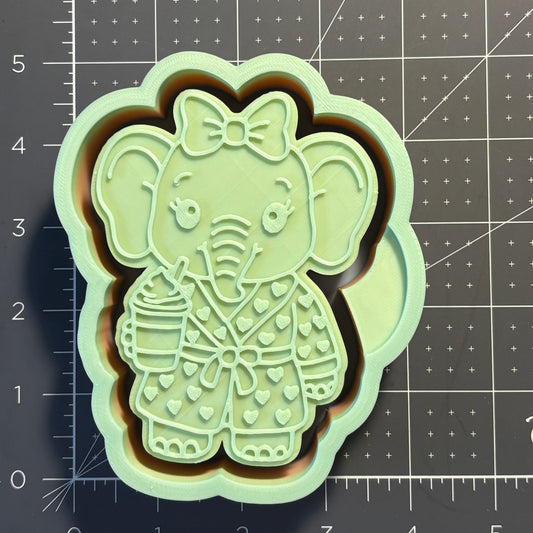Elephant in PJ’s with Latte Mold