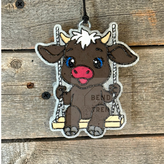 Swinging Highland Cow Cowgirl Freshie