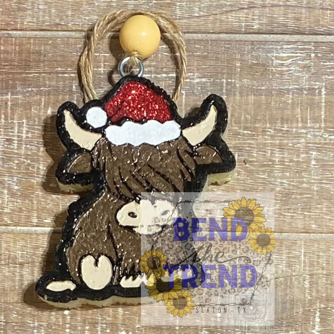 Highland Cow with Santa Hat Freshie