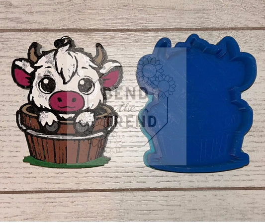 Highland Cow in Whiskey Barrel Mold