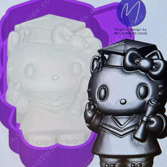 Graduate Kitty 3d Mold