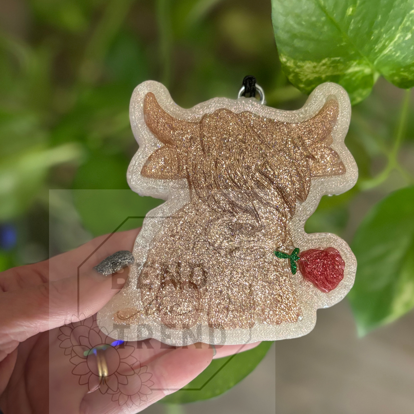 Highland Cow with Rose 3D Mold