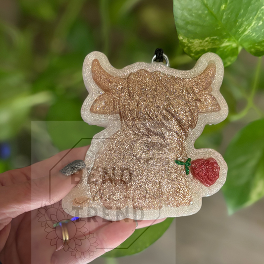 Highland Cow with Rose 3D Mold