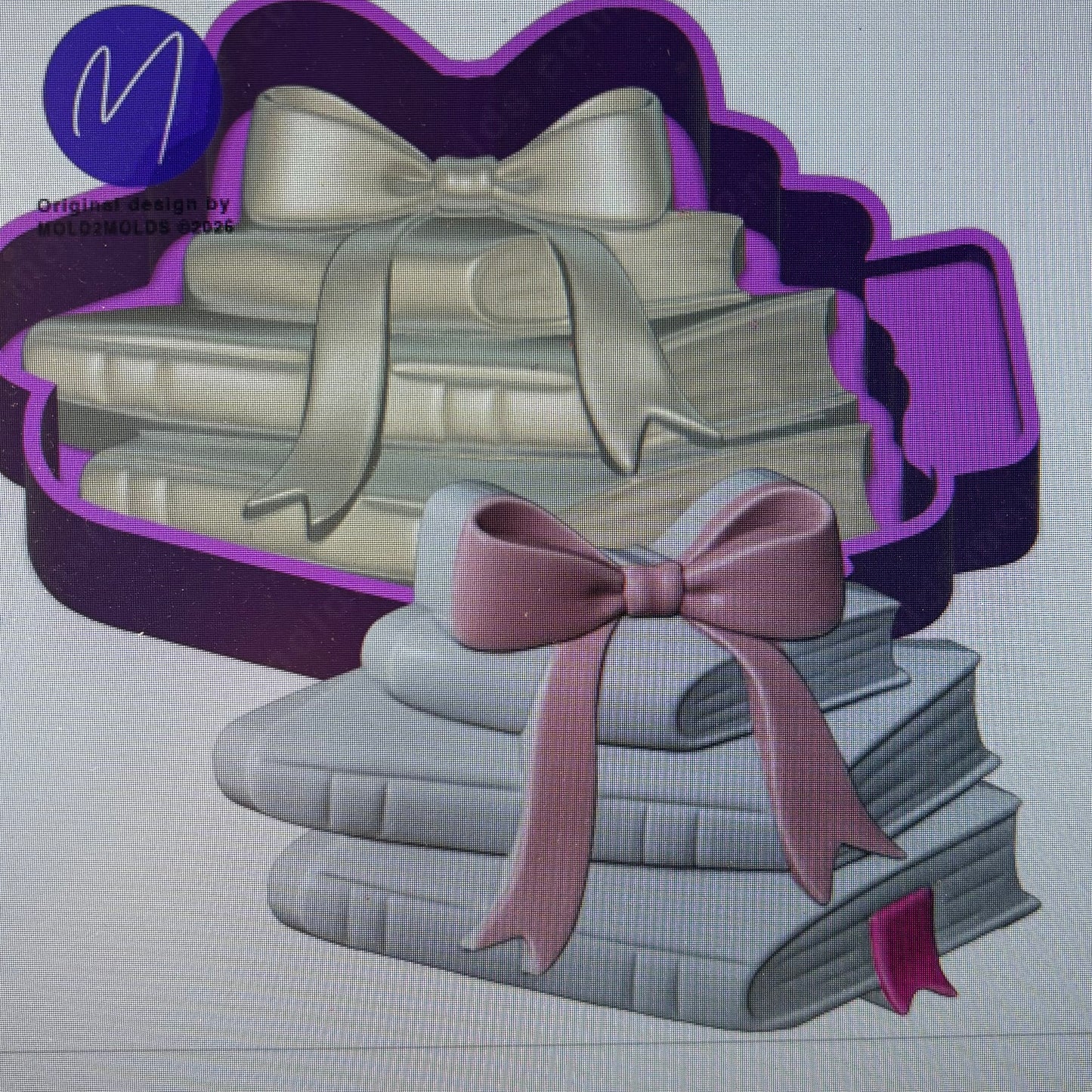 3D Stacked Books with Bow Mold