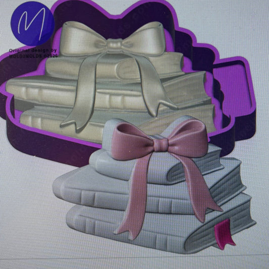 3D Stacked Books with Bow Mold