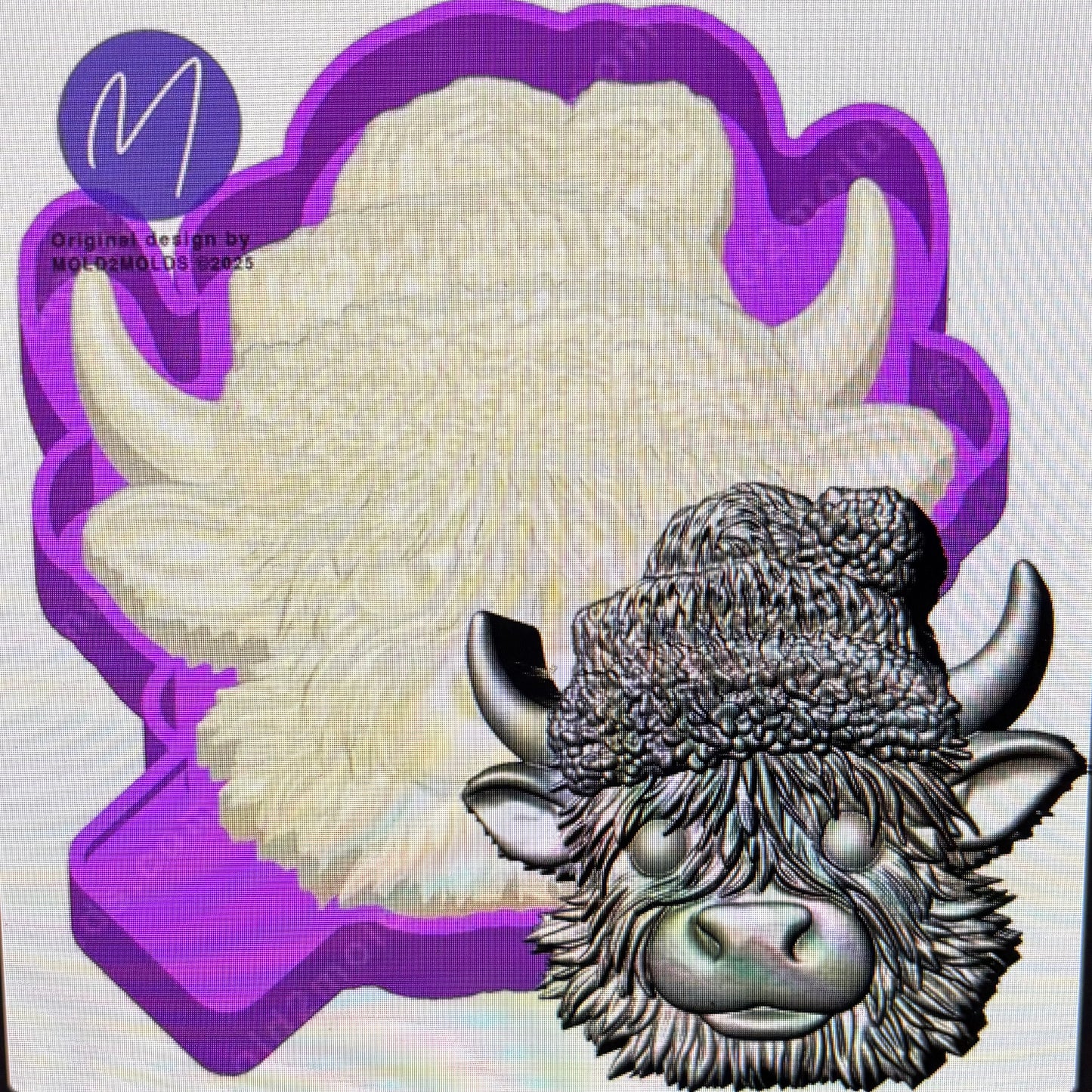 Highland Cow with Beanie 3D Mold