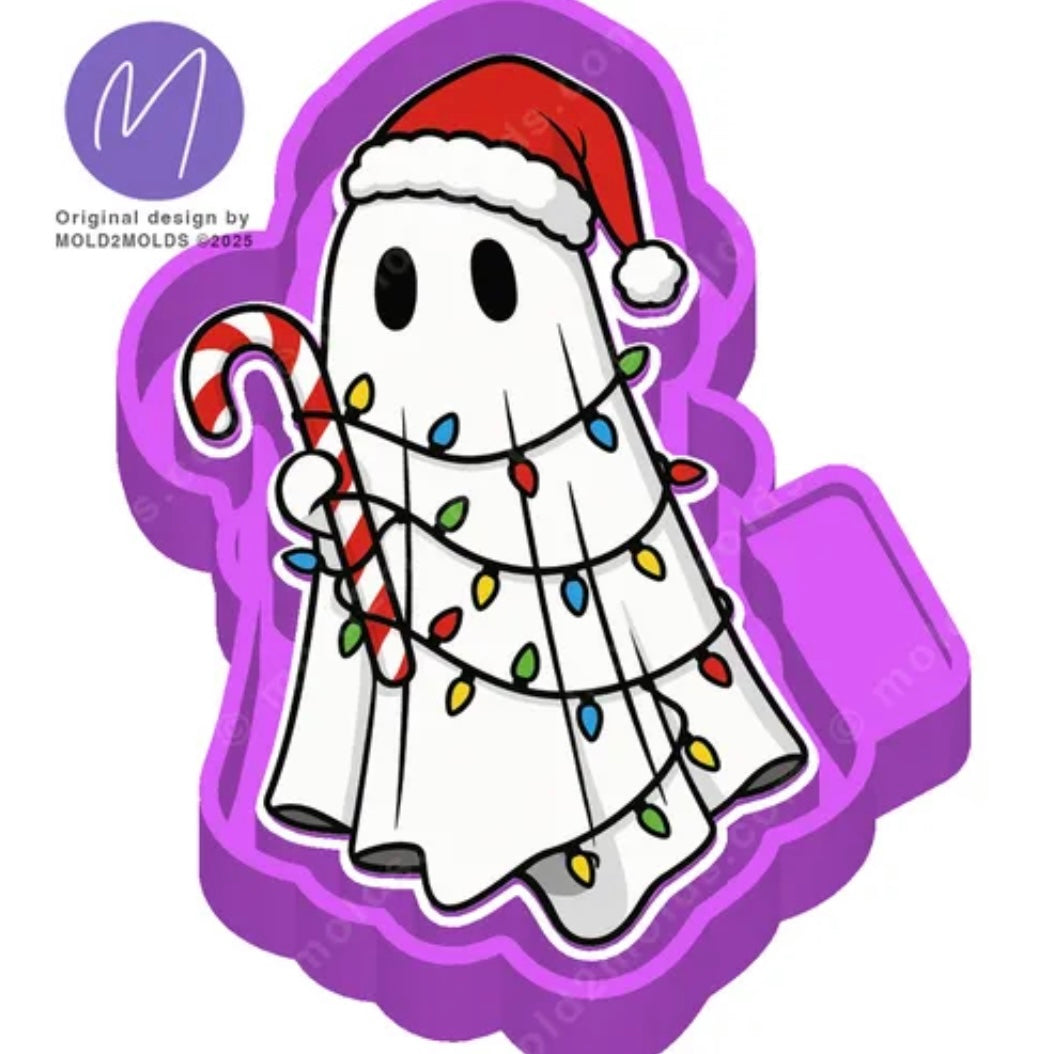 Christmas Ghost with Candy Cane & Lights Mold