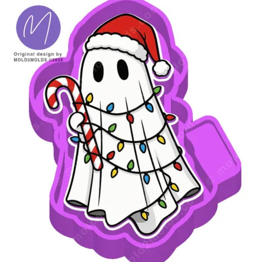 Christmas Ghost with Candy Cane & Lights Mold