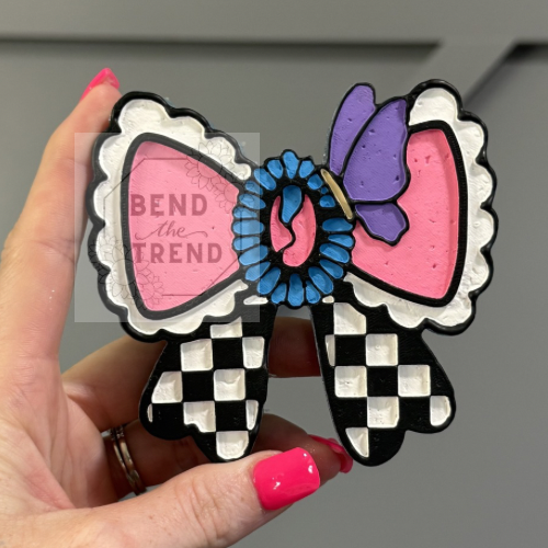 Turquoise Checkered Butterfly Bow Mold