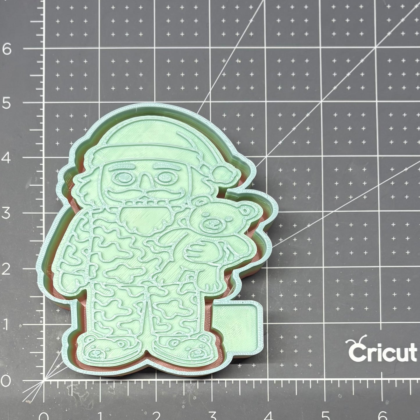 Santa Nutcracker in Camo PJ's with Teddy Mold