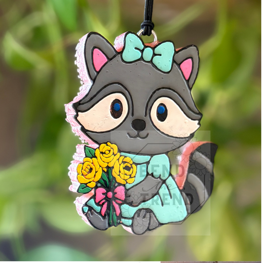 Raccoon with Bouquet Flowers Mold