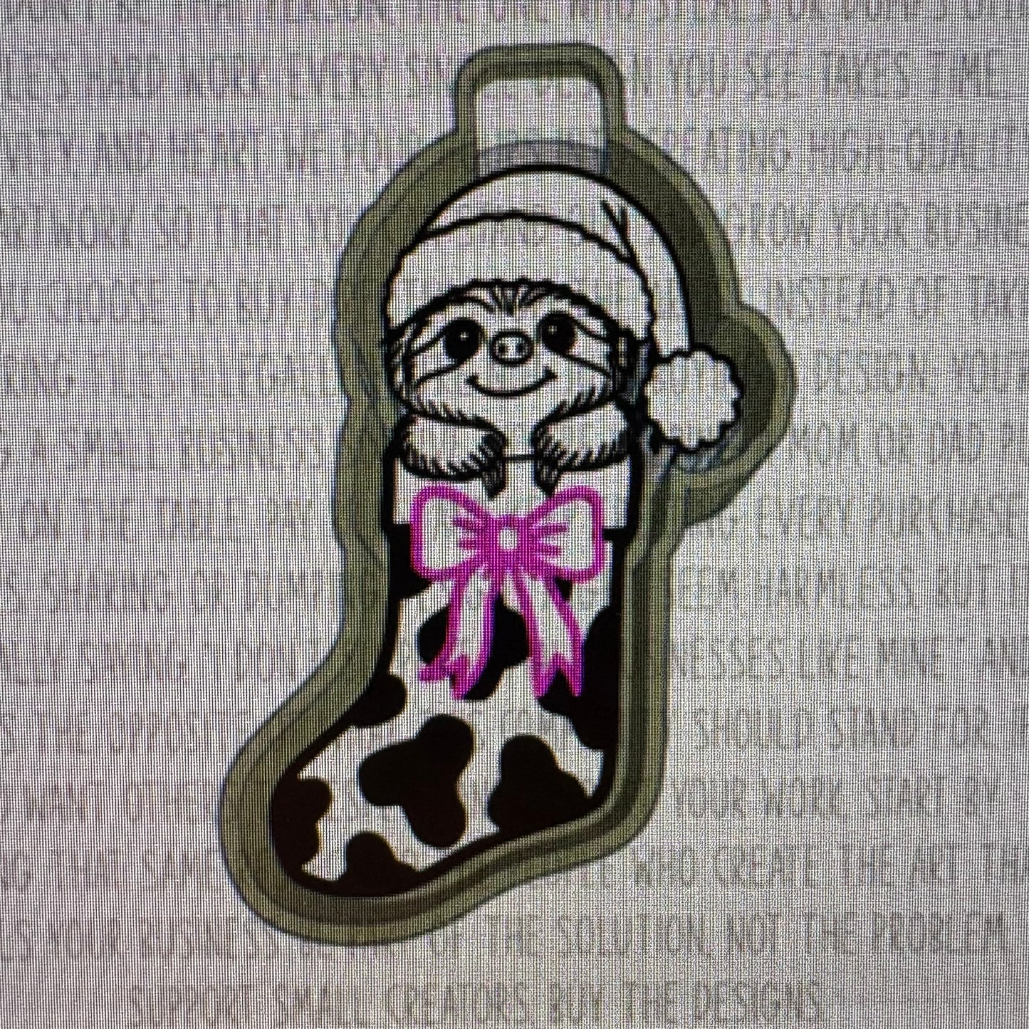 Sloth in Cow Print Stocking Mold