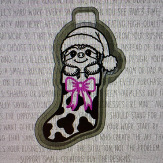 Sloth in Cow Print Stocking Mold