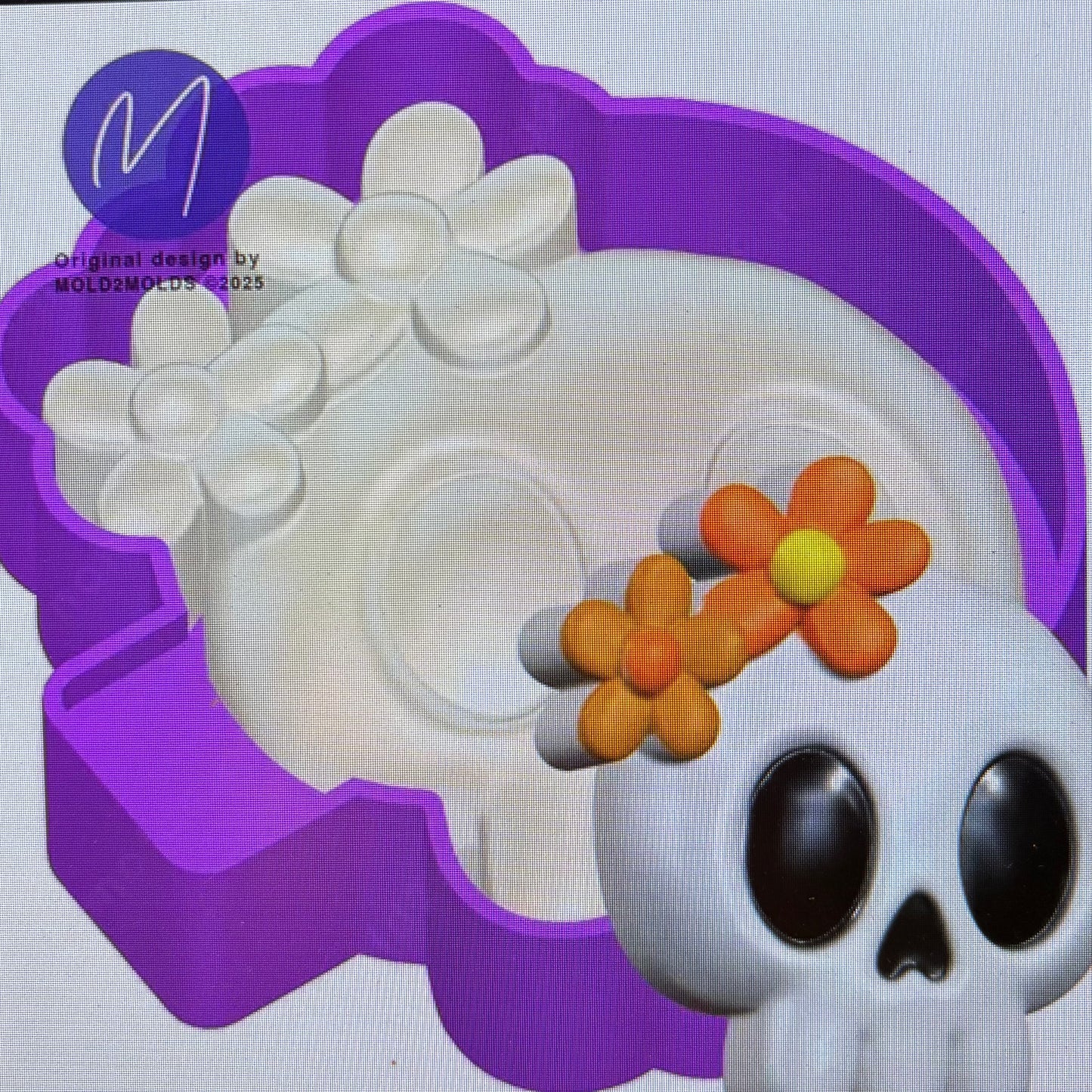 Floral Skully 3d Mold