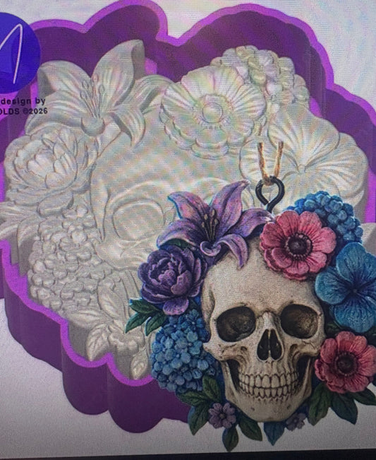 3D Floral Skull Mold