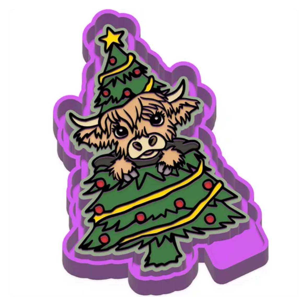 Highland Cow with Christmas Tree Mold