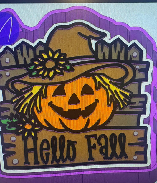 Hello Fall Pumpkin Scarecrow Mold