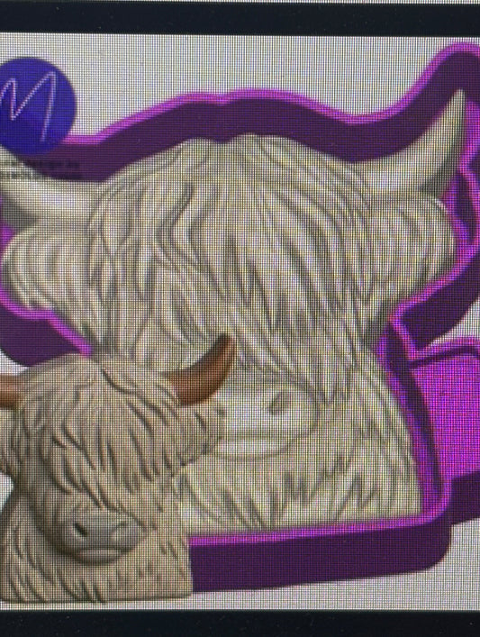 3D Fluffy Highland Cow Mold