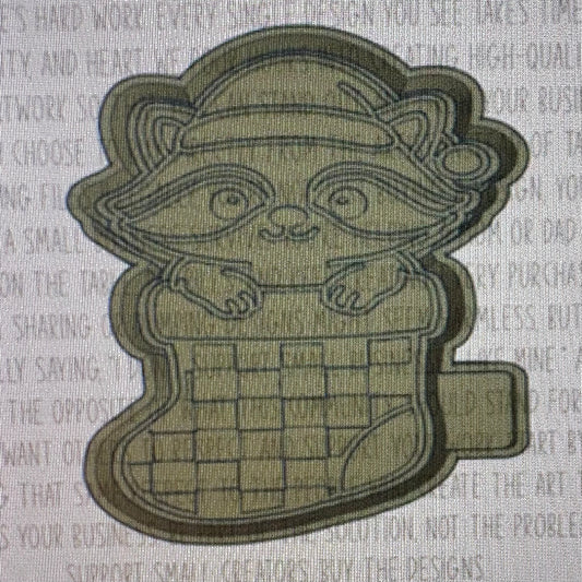 Raccoon in Checkered Stocking Mold