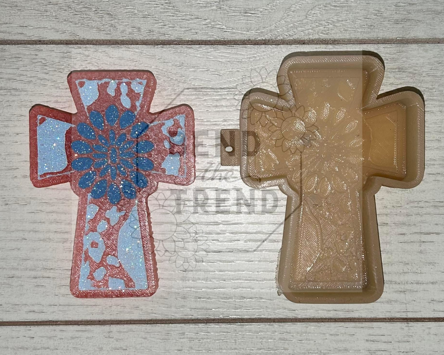 Turquoise Print Cross Mold