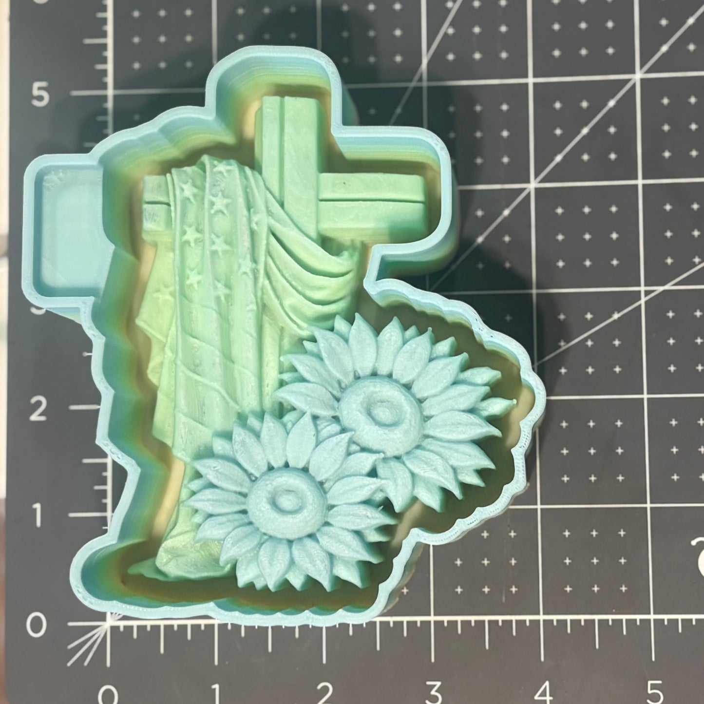 3D Cross with Sunflowers Mold