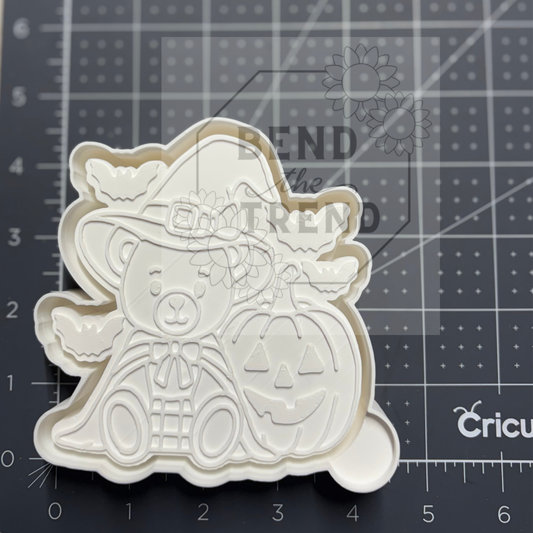 Cute Bear Witch with Pumpkin Mold