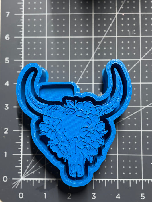 Floral Bull Skull Mold