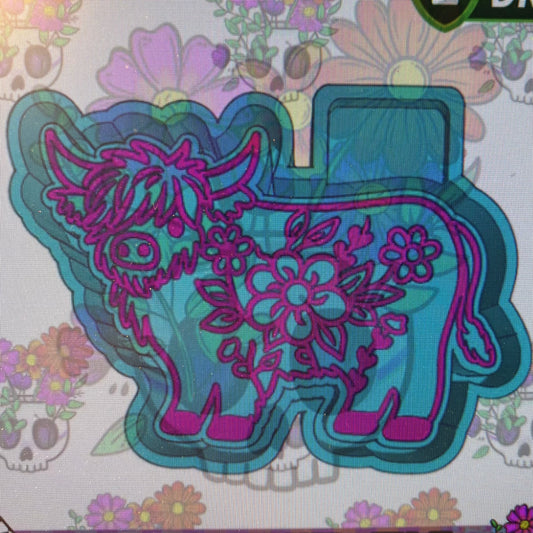 Floral Highland Cow Mold
