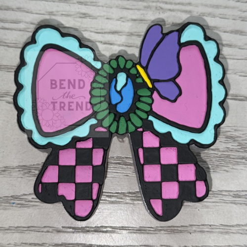 Turquoise Checkered Butterfly Bow Mold