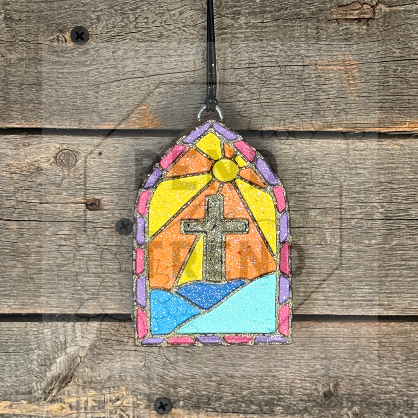 Stained Glass Cross Freshie