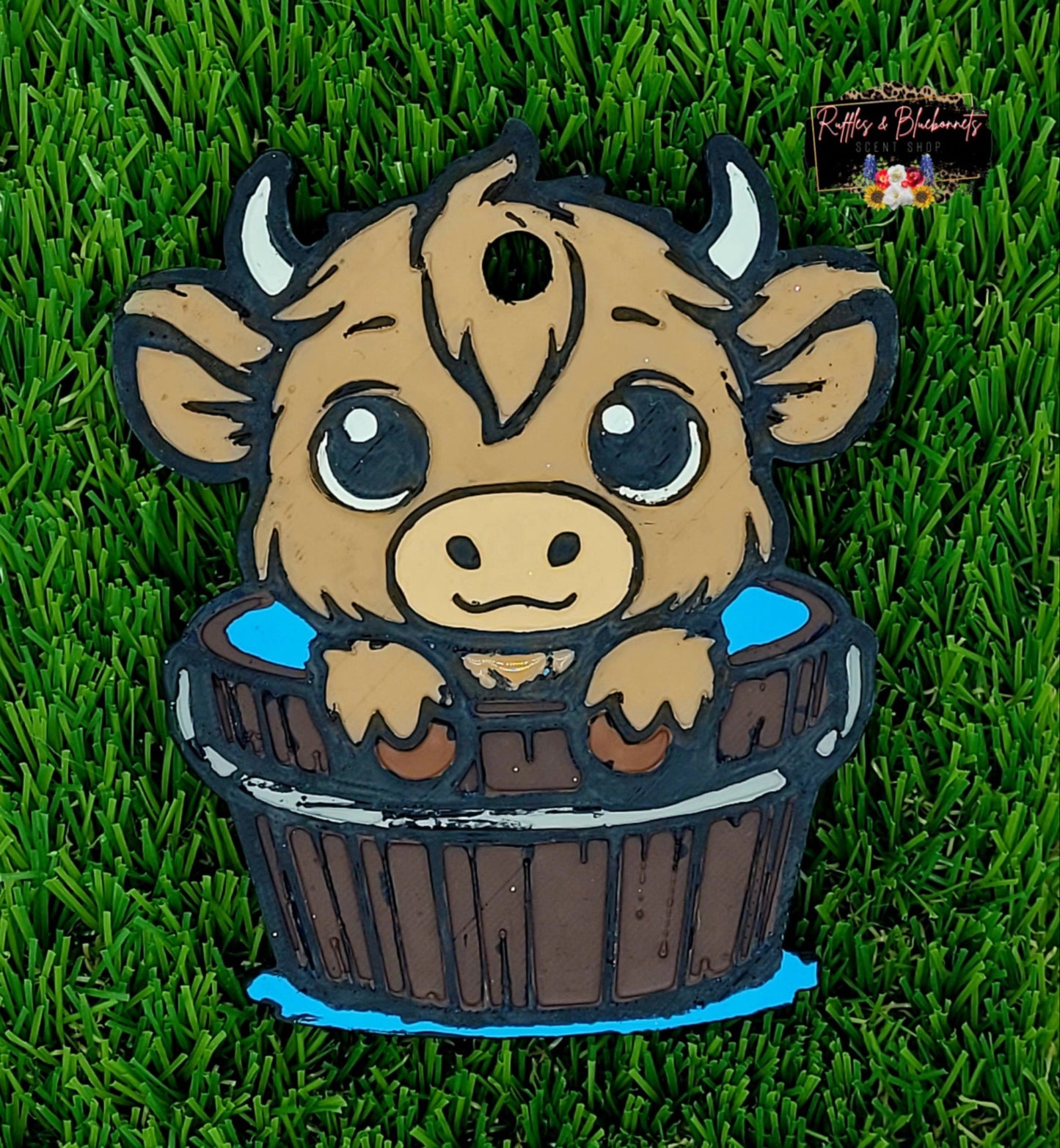 Highland Cow in Whiskey Barrel Mold